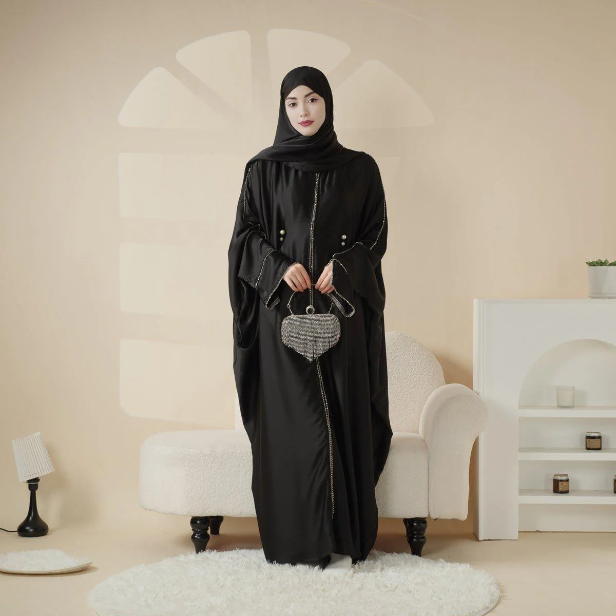 Batwing Abaya With Matching Hijab | Batwing Sleeve Abaya (MA041) - Image 4