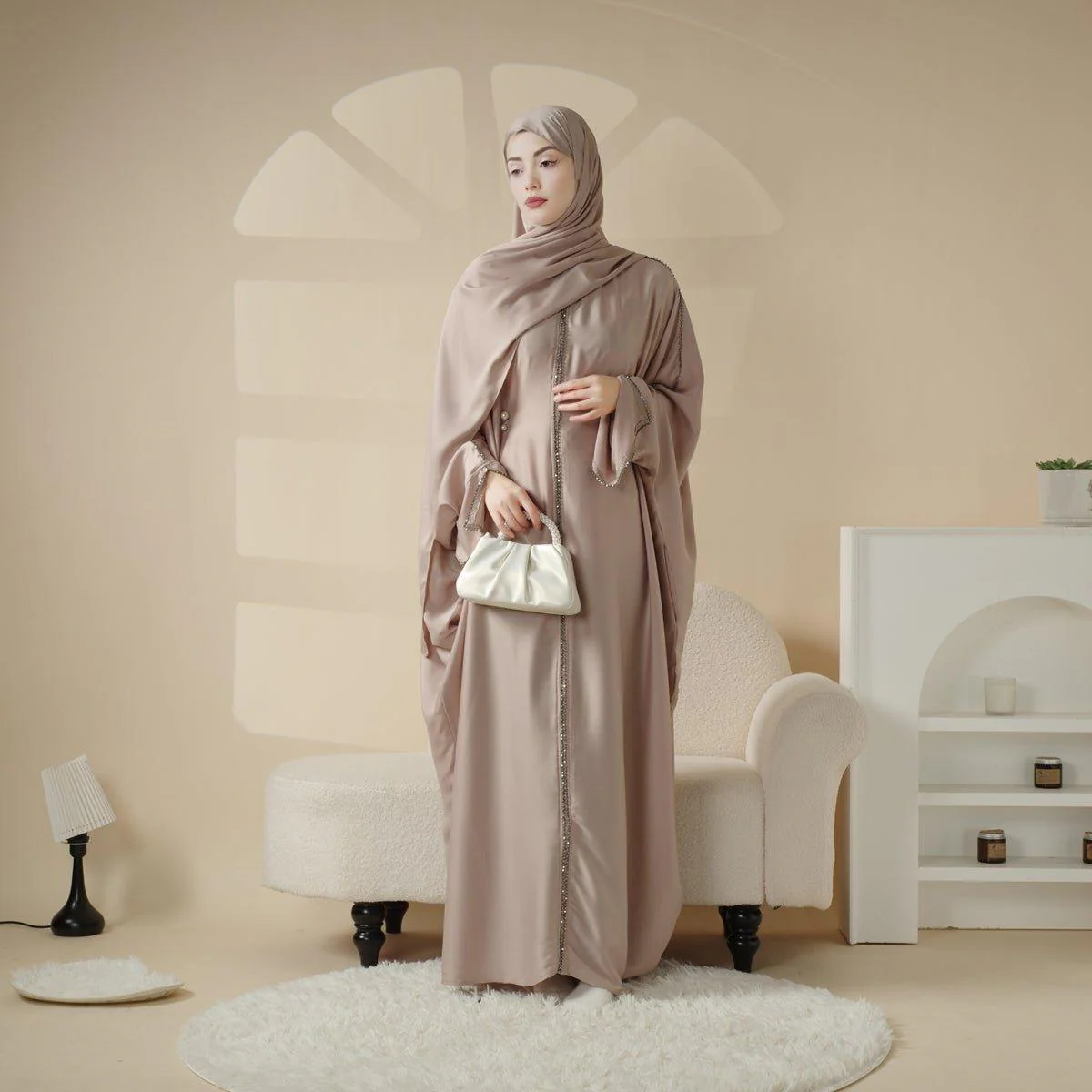 Batwing Abaya With Matching Hijab | Batwing Sleeve Abaya (MA041) - Image 6