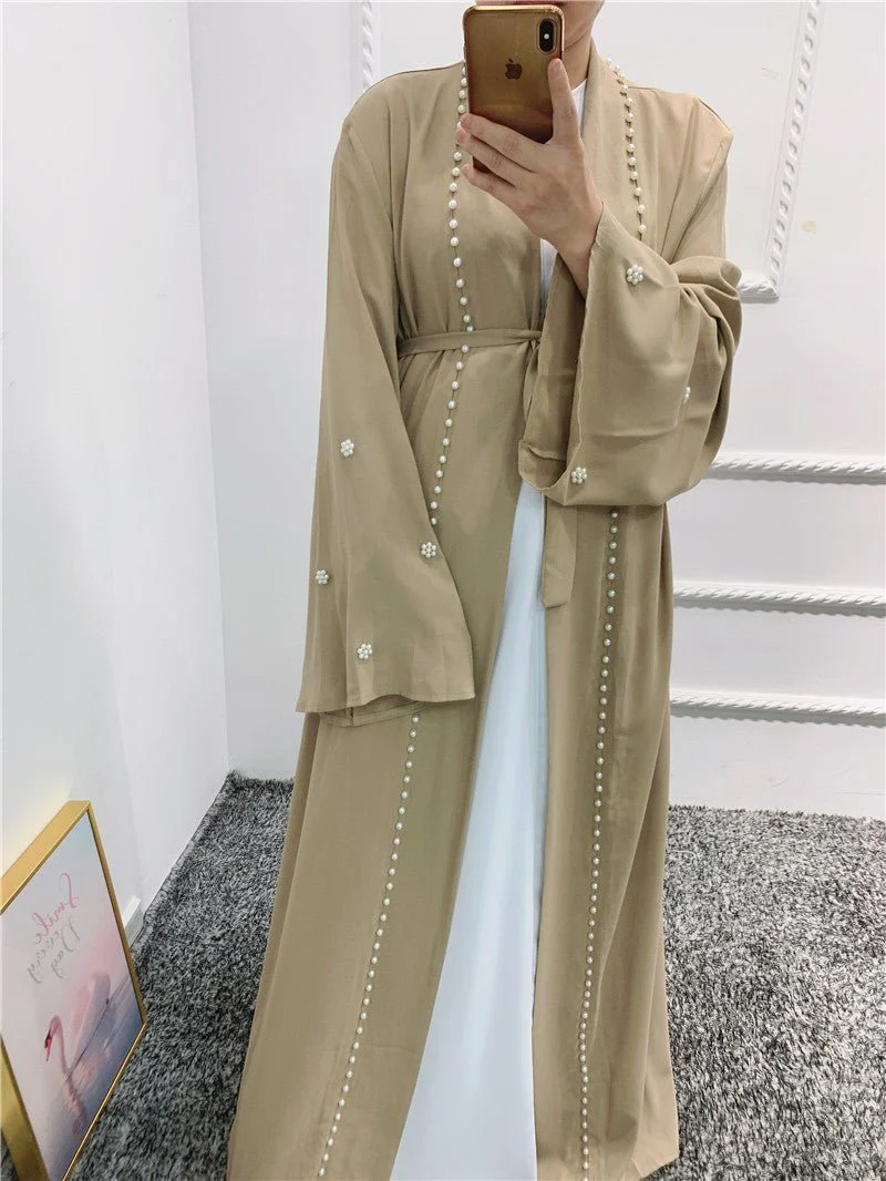Beaded Open Abaya - Elegant & Temperament With Matching Belt (MOA090) - Image 10