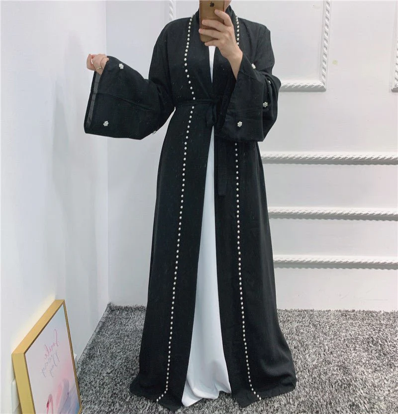 Beaded Open Abaya - Elegant & Temperament With Matching Belt (MOA090) - Image 13