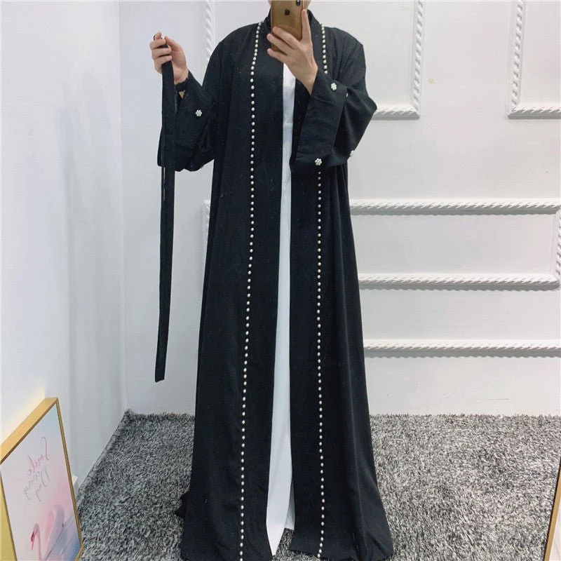Beaded Open Abaya - Elegant & Temperament With Matching Belt (MOA090) - Image 17