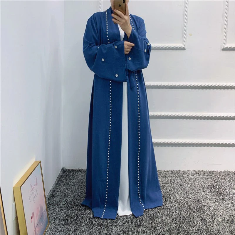 Beaded Open Abaya - Elegant & Temperament With Matching Belt (MOA090) - Image 3
