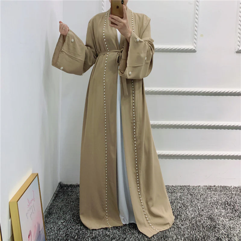 Beaded Open Abaya - Elegant & Temperament With Matching Belt (MOA090) - Image 9