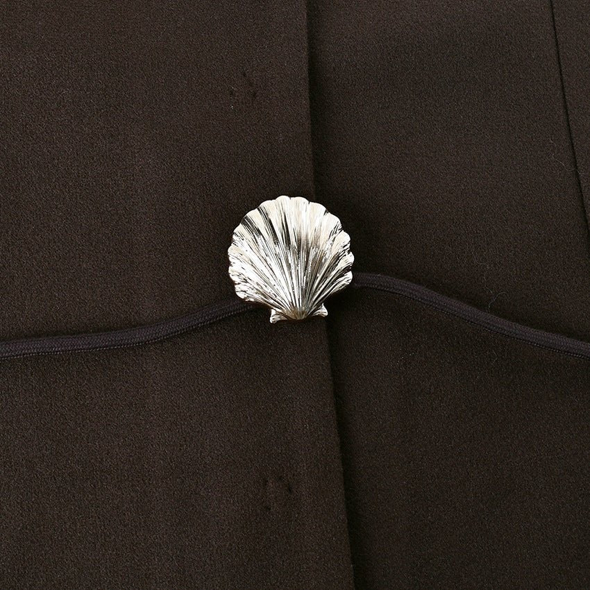 Belted Wool Coat with Shell Brooch(MS255) - Image 10