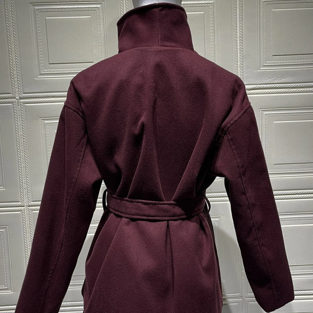 Belted Wrap Coat with Wide Collar | Double-Faced Wool Blend Jacket(MS254) - Image 10
