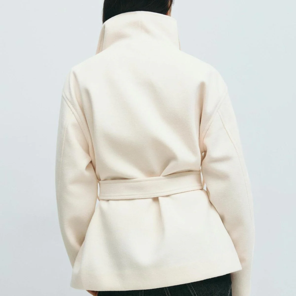 Belted Wrap Coat with Wide Collar | Double-Faced Wool Blend Jacket(MS254) - Image 12