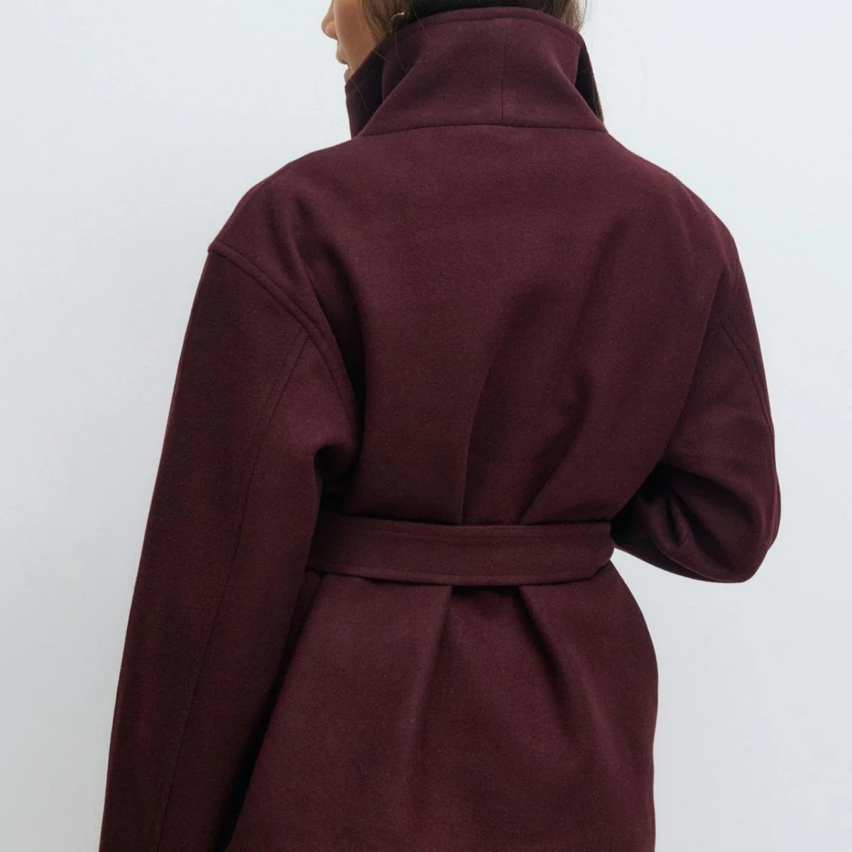 Belted Wrap Coat with Wide Collar | Double-Faced Wool Blend Jacket(MS254) - Image 16