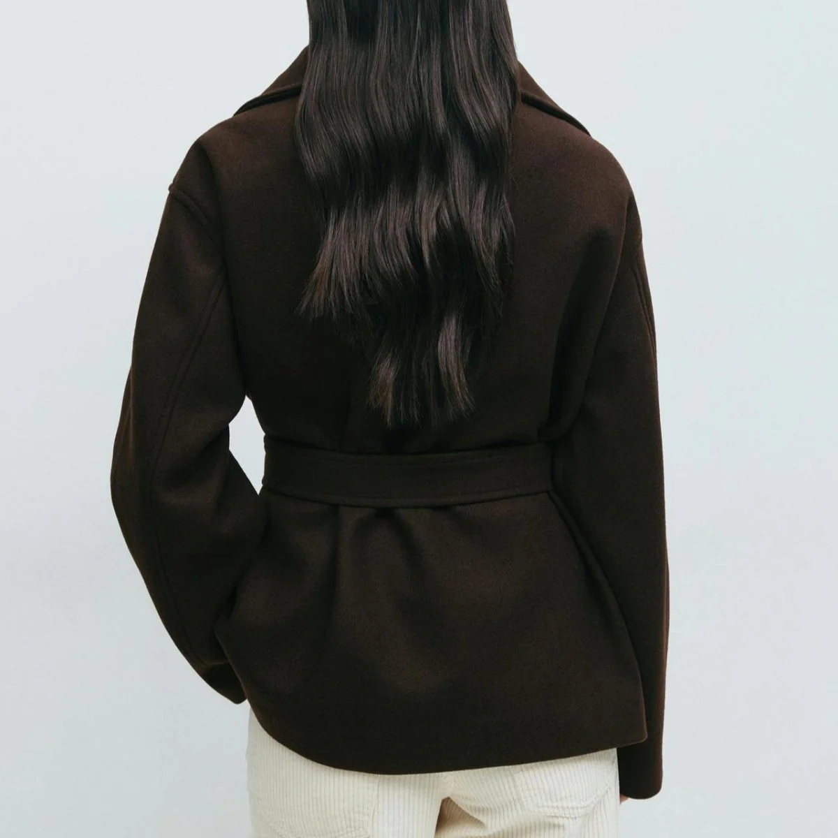 Belted Wrap Coat with Wide Collar | Double-Faced Wool Blend Jacket(MS254) - Image 18