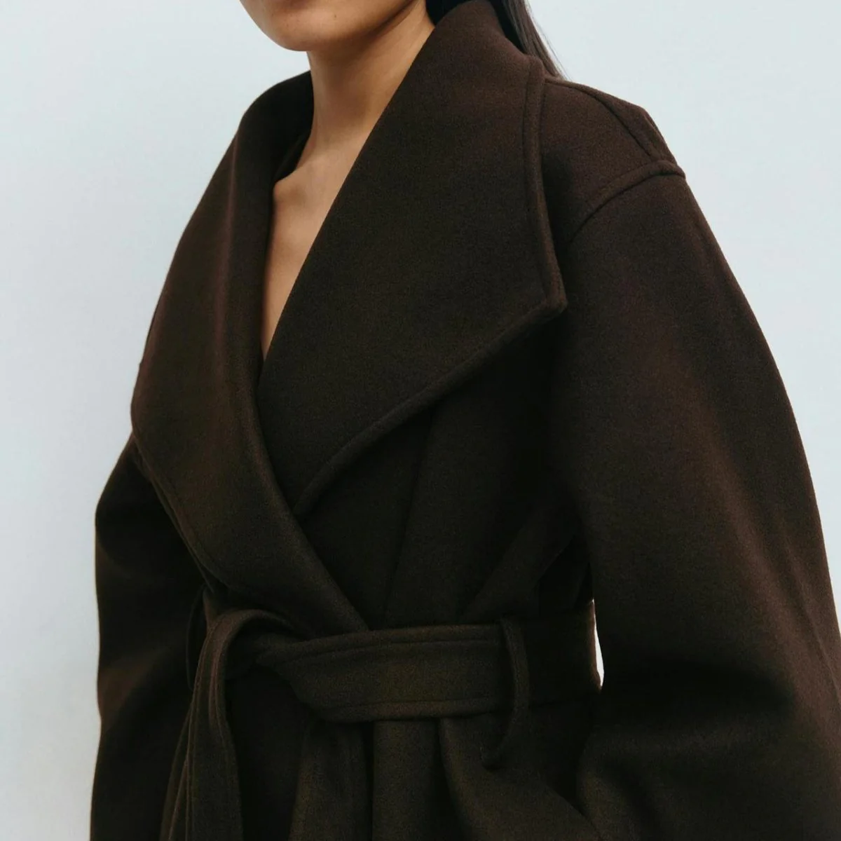 Belted Wrap Coat with Wide Collar | Double-Faced Wool Blend Jacket(MS254) - Image 20