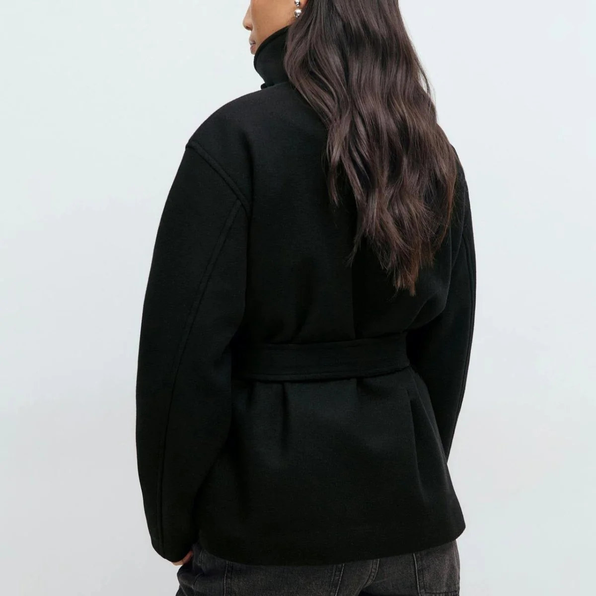 Belted Wrap Coat with Wide Collar | Double-Faced Wool Blend Jacket(MS254) - Image 24