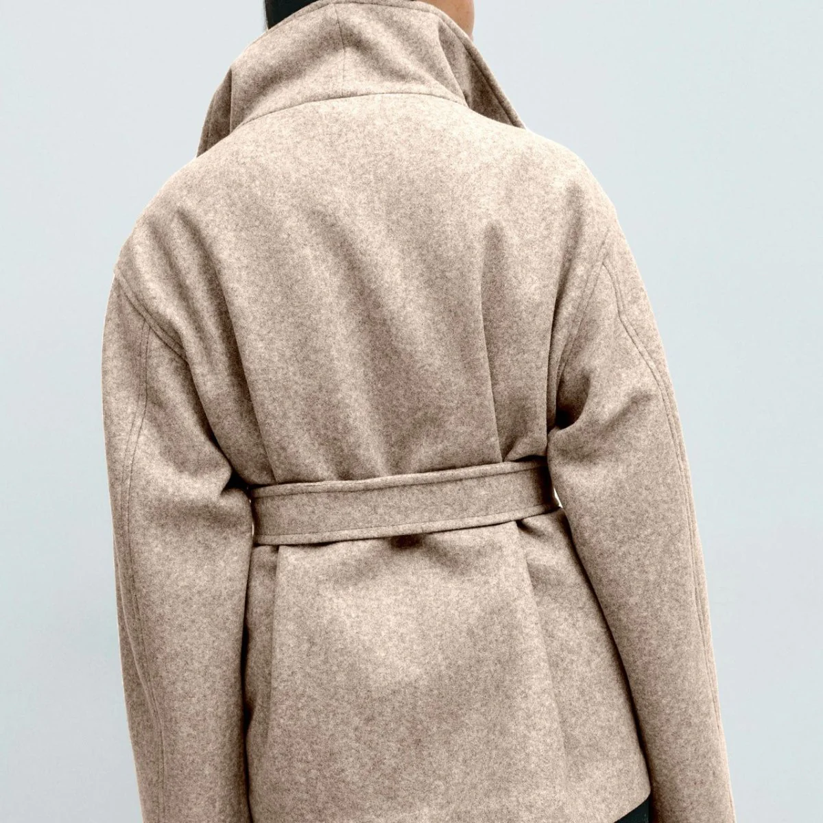 Belted Wrap Coat with Wide Collar | Double-Faced Wool Blend Jacket(MS254) - Image 27