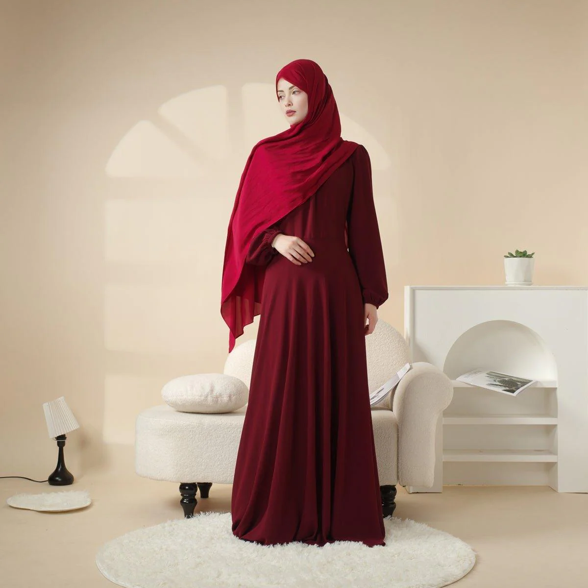 Big Hem Abaya With Double Layered Chiffon Design (MA022) - Image 3