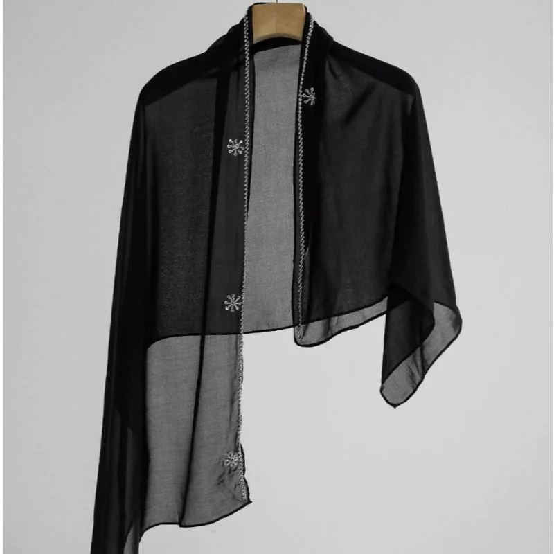 Luxury Black Embroidered Diamond Abaya Set (MOA184) - Image 6