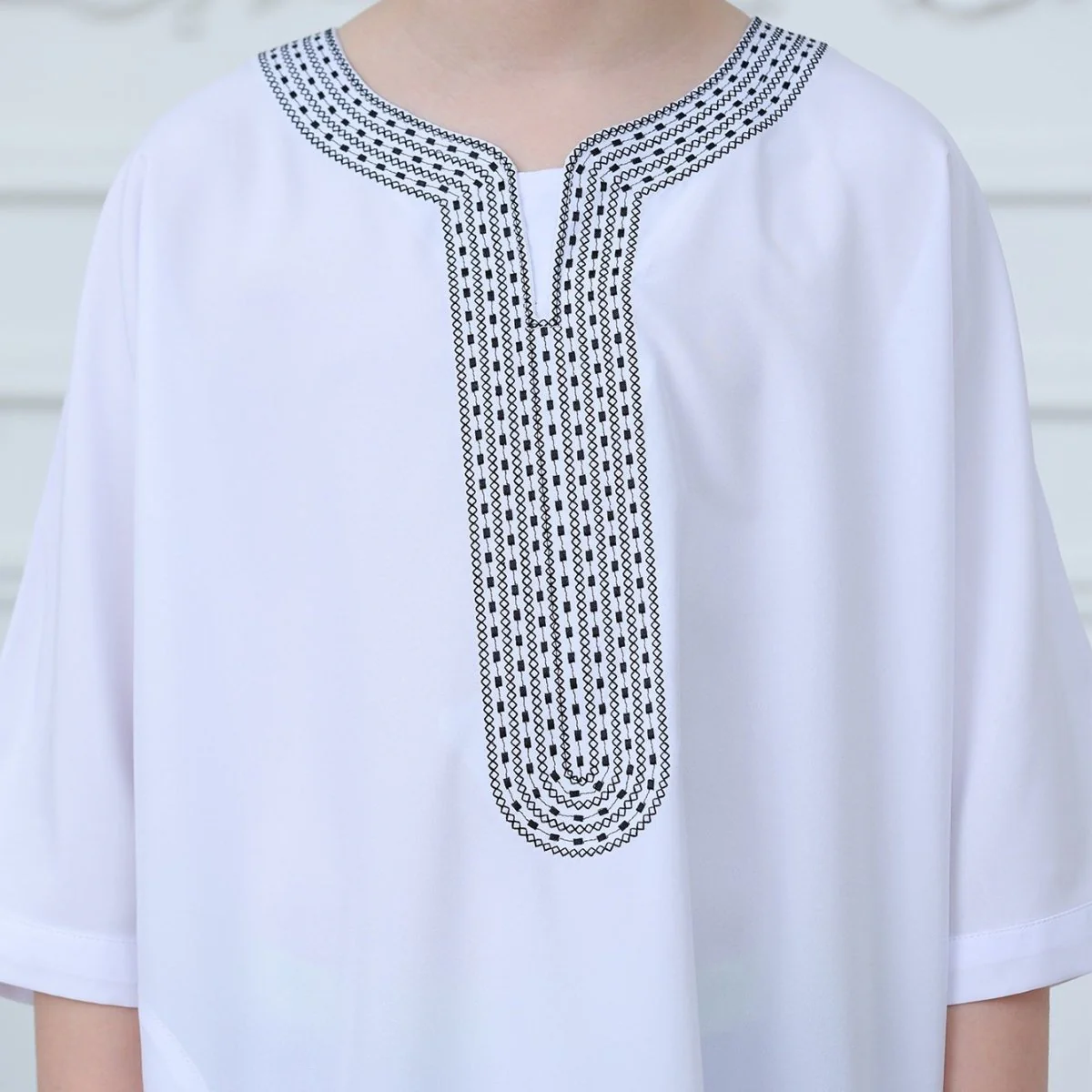 Black Geometric Trim Islamic Thobe(MKB018) - Image 10