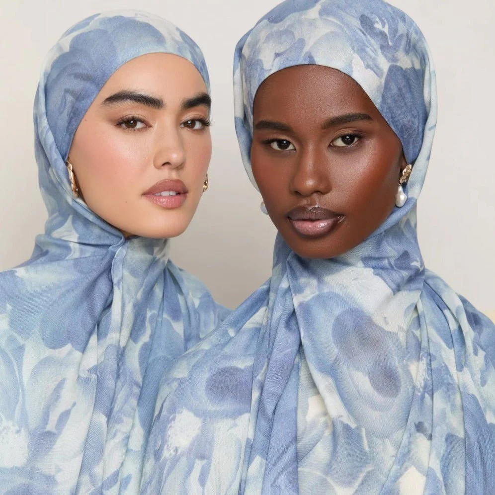 Blossom Watercolor Hijab Versatile Soft Headscarf (MH163) - Image 6