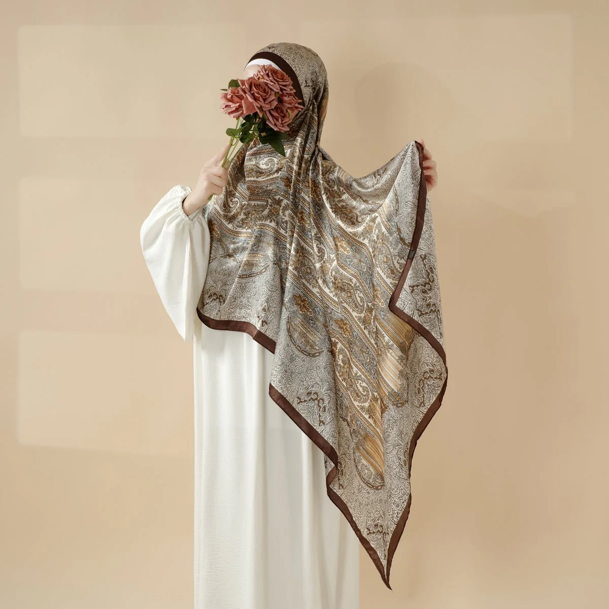 Bohemian Paisley Print Soft Scarf – Lightweight Long Shawl & Modest Hijab (MH106) - Image 3