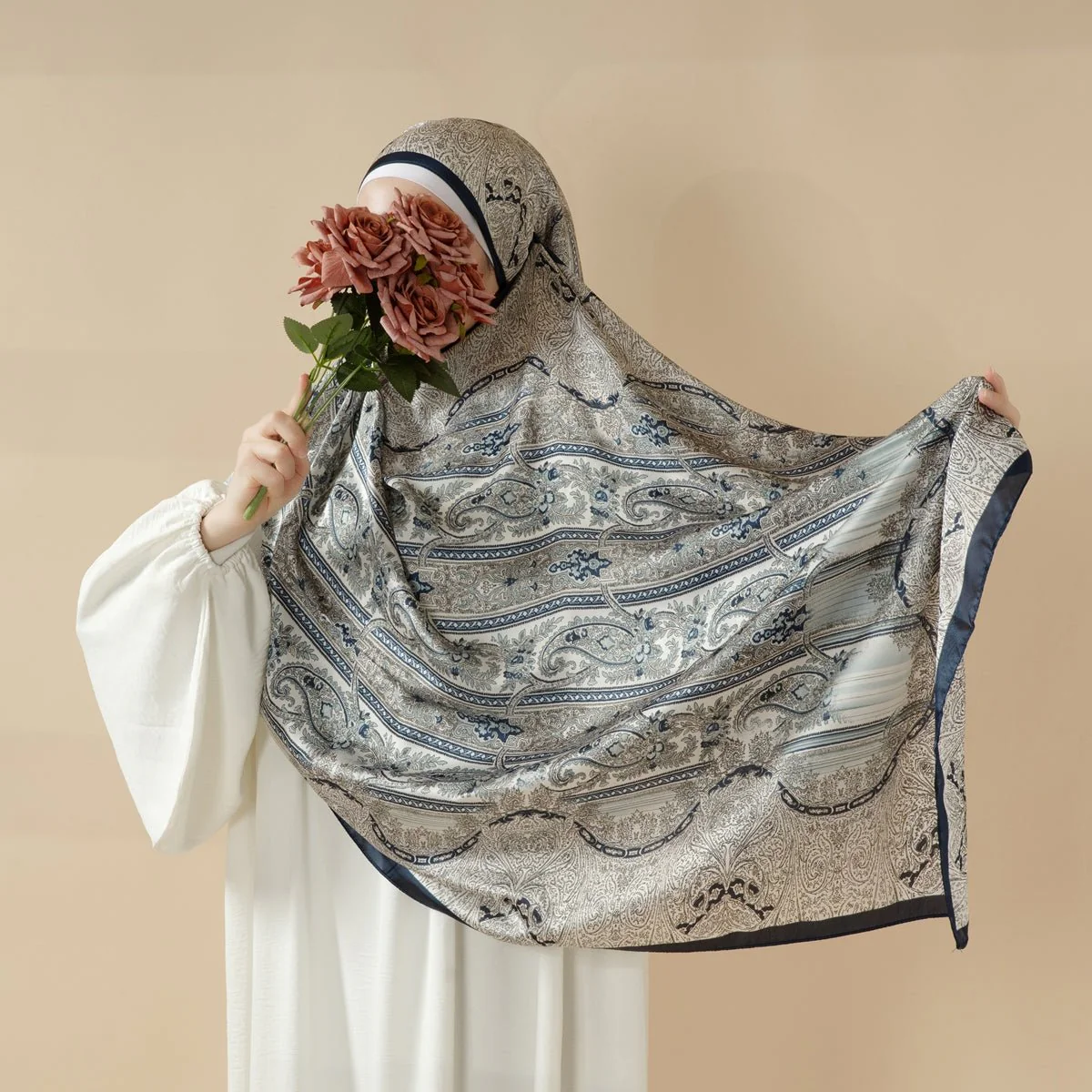 Bohemian Paisley Print Soft Scarf – Lightweight Long Shawl & Modest Hijab (MH106) - Image 4