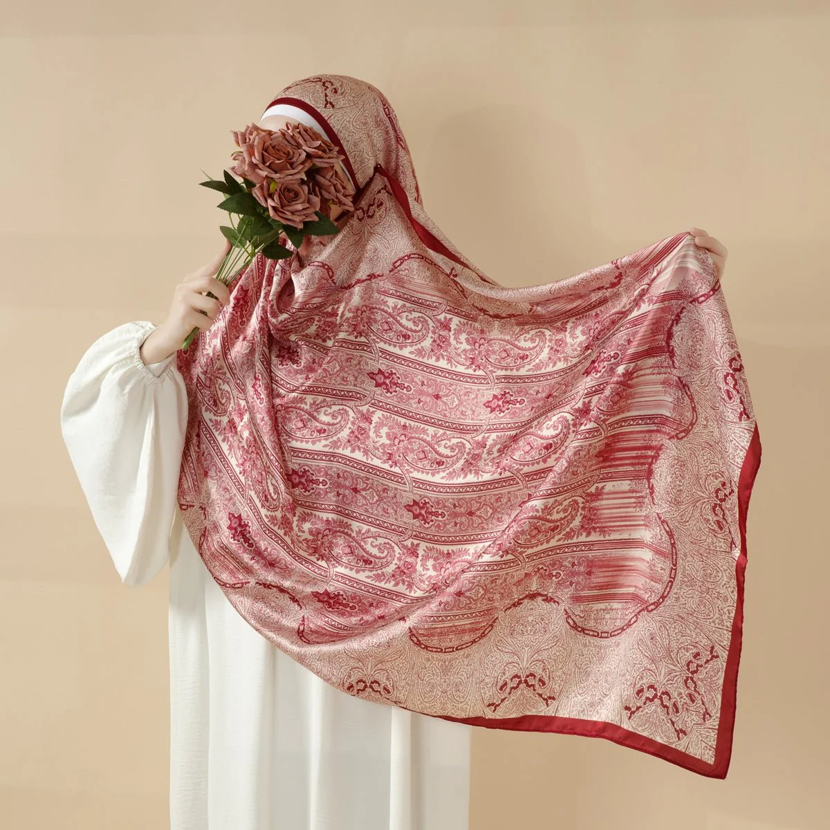 Bohemian Paisley Print Soft Scarf – Lightweight Long Shawl & Modest Hijab (MH106) - Image 5