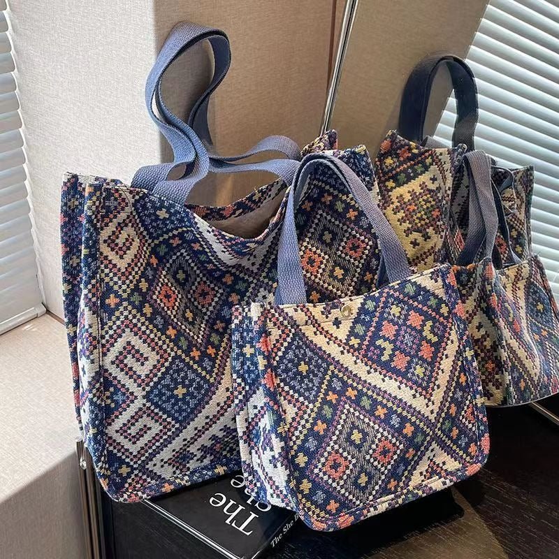 Boho Chic Canvas Tote - Spacious Convertible Bag for Campus & Commute (MAC261) - Image 2