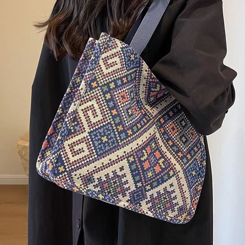 Boho Chic Canvas Tote - Spacious Convertible Bag for Campus & Commute (MAC261) - Image 6