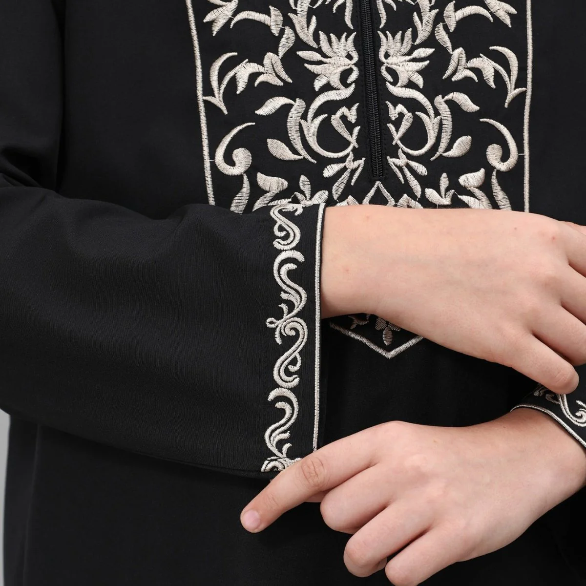 Boys Black Embroidered Tunic & Pants Set (MKB021) - Image 9