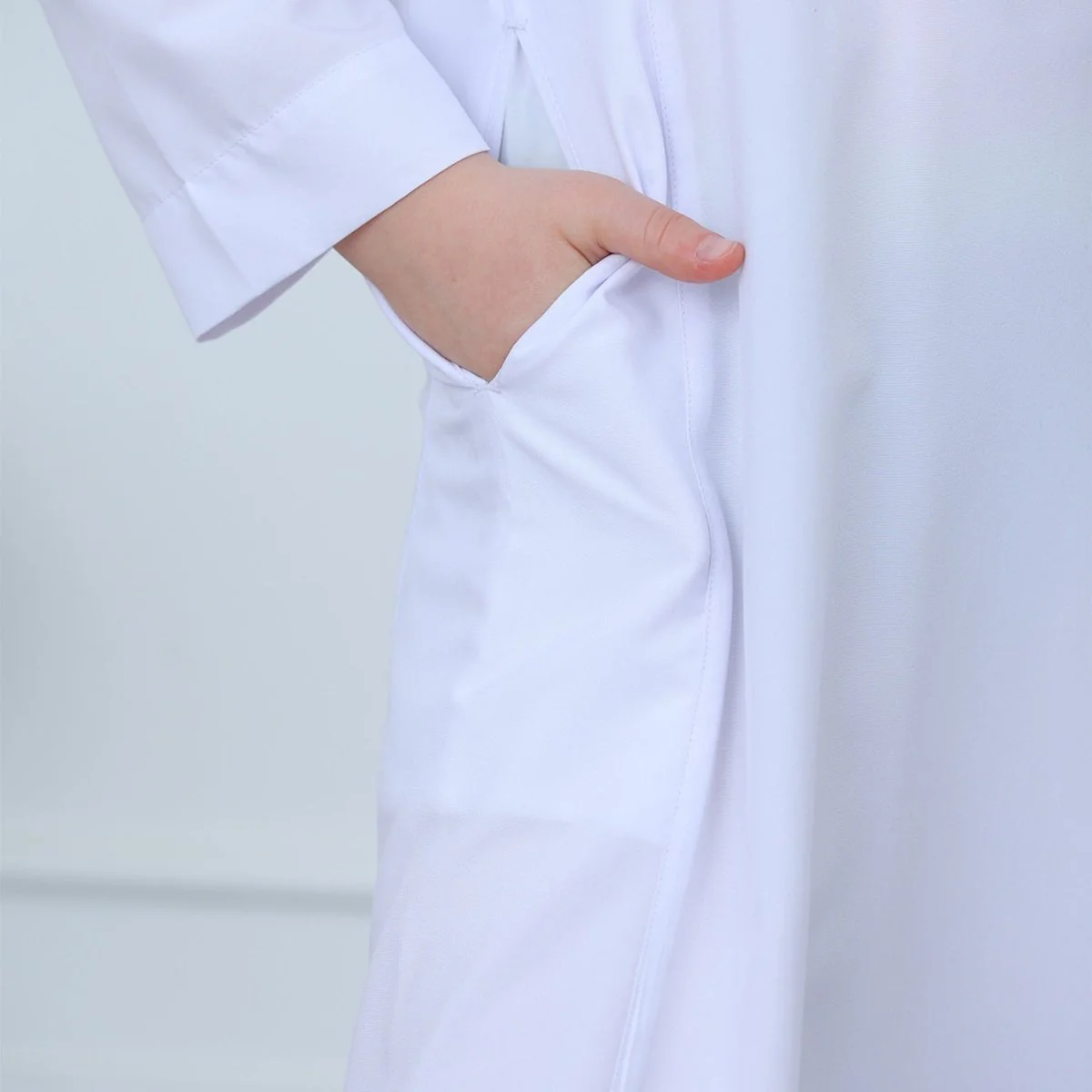 Boys' Classic White Thobe with Stand Collar(MKB027) - Image 5