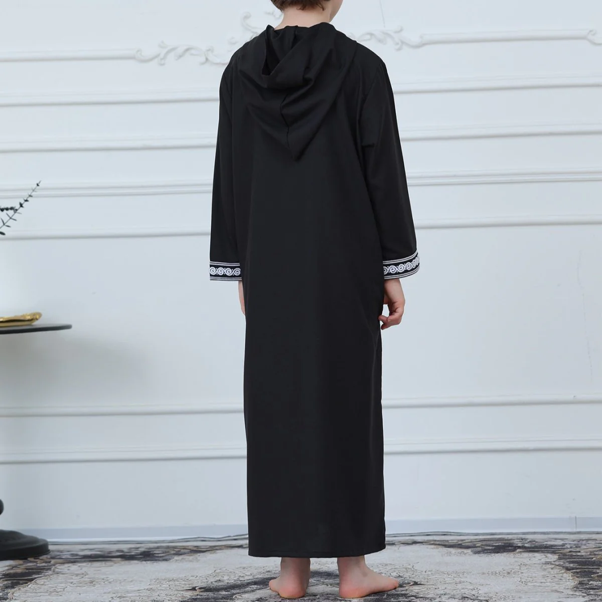 Boys Embroidered Hooded Thobe with Pockets(MKB010) - Image 5