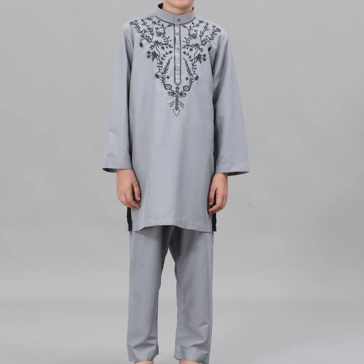 Boys' Embroidered Thobe Set with Pants(MKB034)