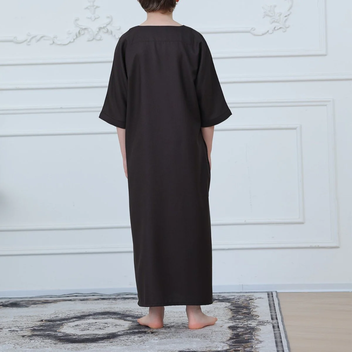 Boys' Embroidered Thobe with Pockets(MKB023) - Image 2