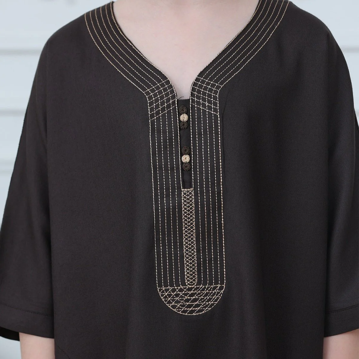 Boys' Embroidered Thobe with Pockets(MKB023) - Image 6