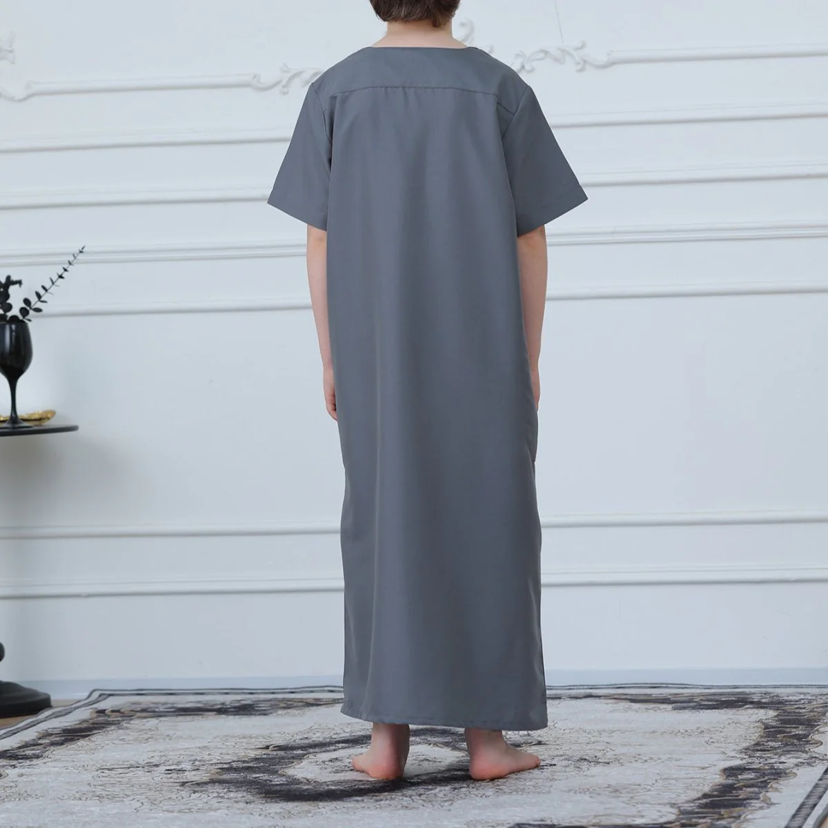 Boys' Embroidered Thobe with Side Pockets(MKB031) - Image 4