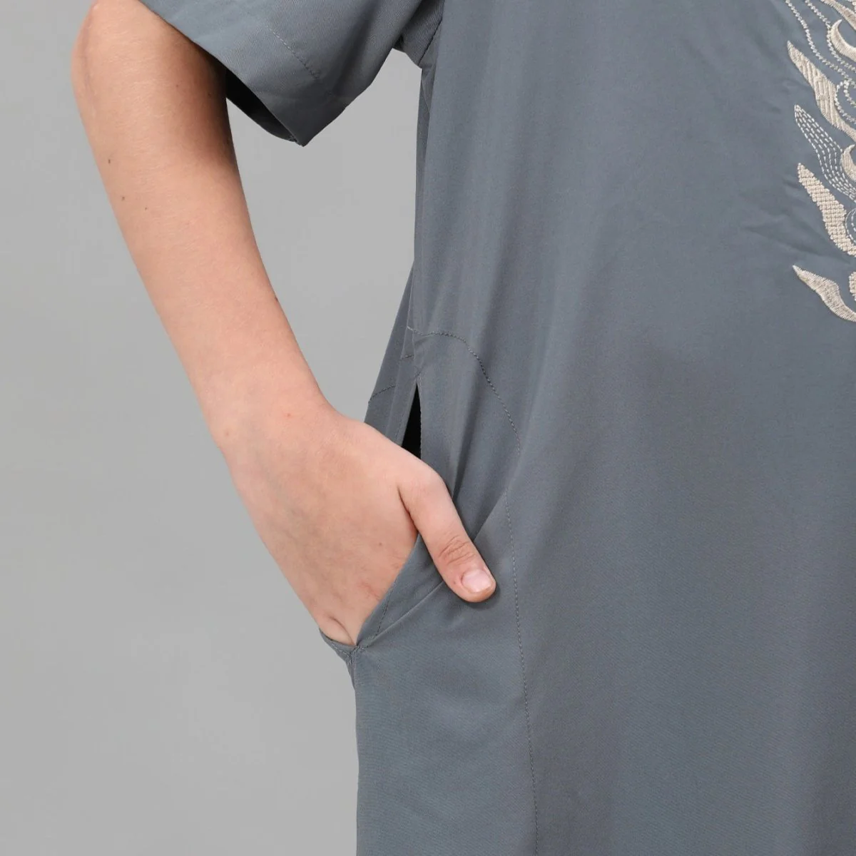Boys' Embroidered Thobe with Side Pockets(MKB035) - Image 19