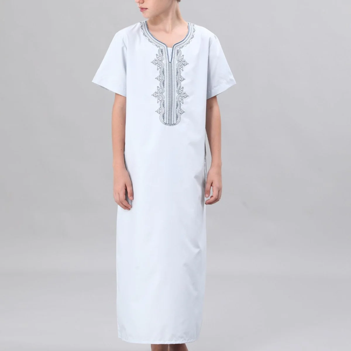 Boys' Embroidered Thobe with Side Pockets(MKB035) - Image 20