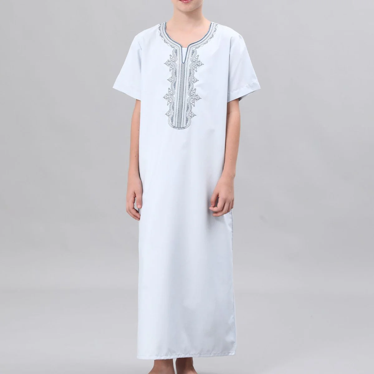 Boys' Embroidered Thobe with Side Pockets(MKB035) - Image 21