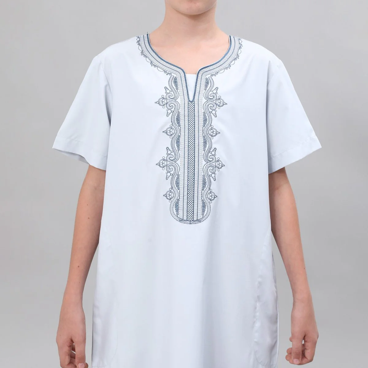 Boys' Embroidered Thobe with Side Pockets(MKB035) - Image 22