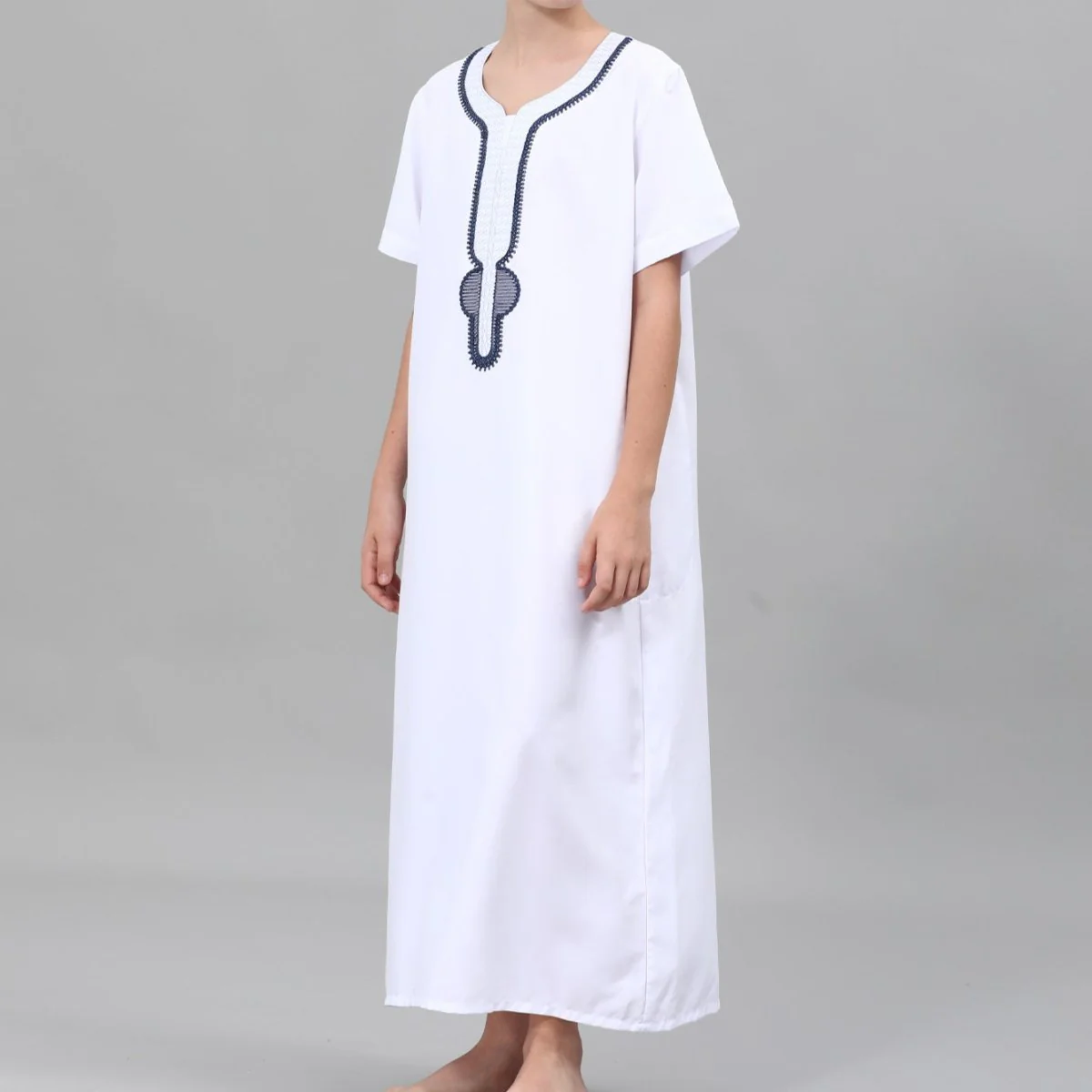 Boys' Embroidered Thobe with Side Pockets(MKB035) - Image 24