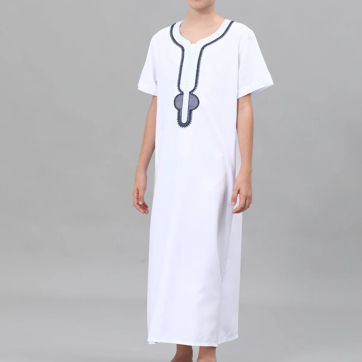 Boys' Embroidered Thobe with Side Pockets(MKB035) - Image 25