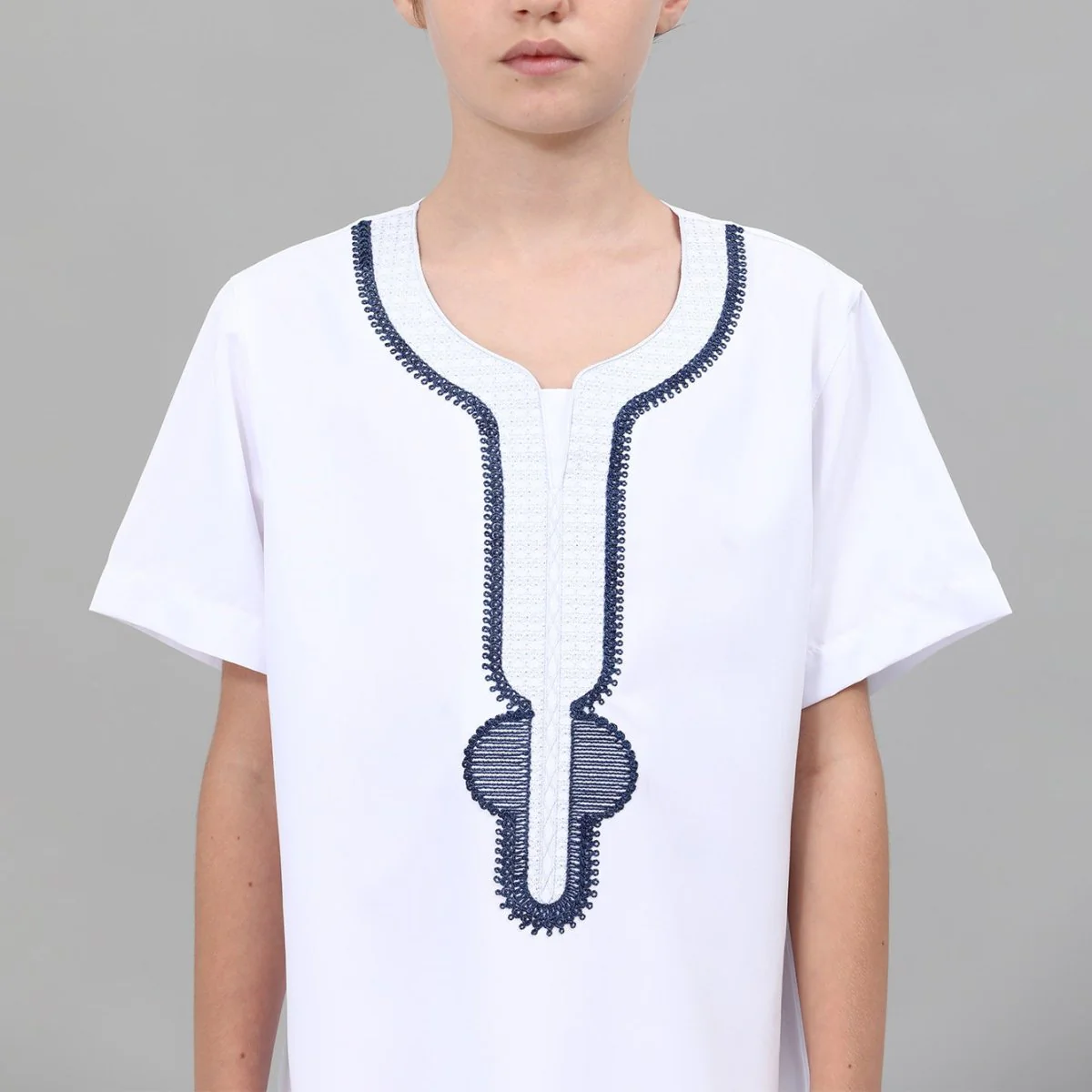 Boys' Embroidered Thobe with Side Pockets(MKB035) - Image 26