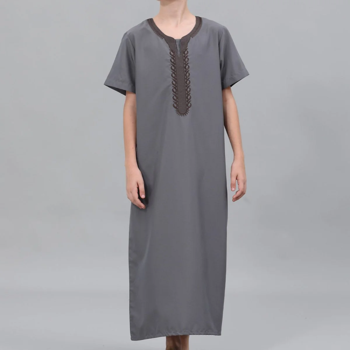 Boys' Embroidered Thobe with Side Pockets(MKB035) - Image 36