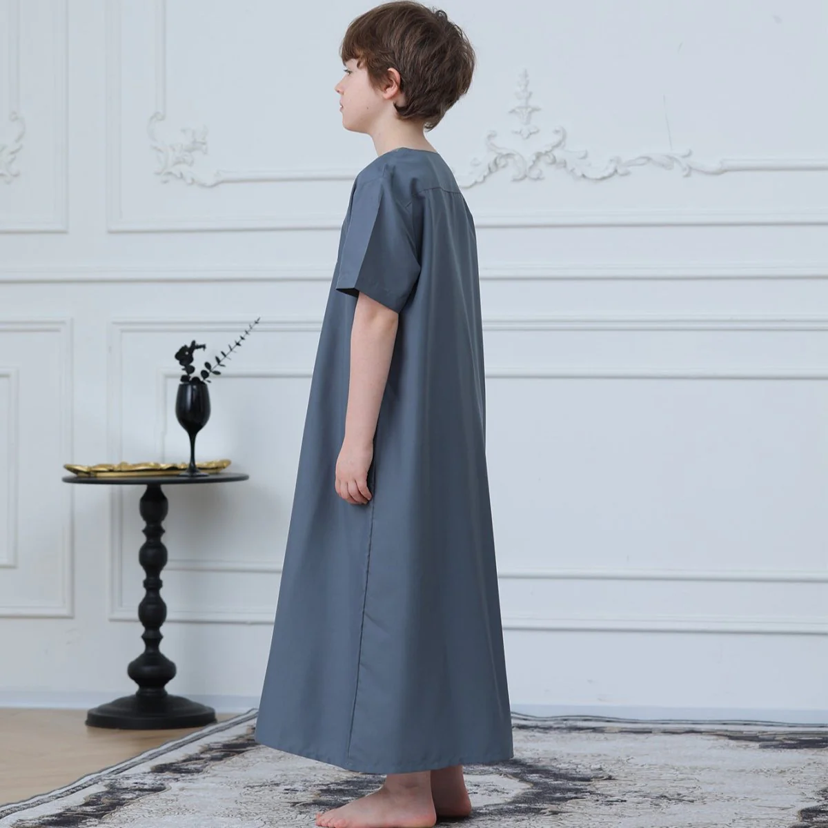 Boys' Embroidered Thobe with Side Pockets(MKB029) - Image 3