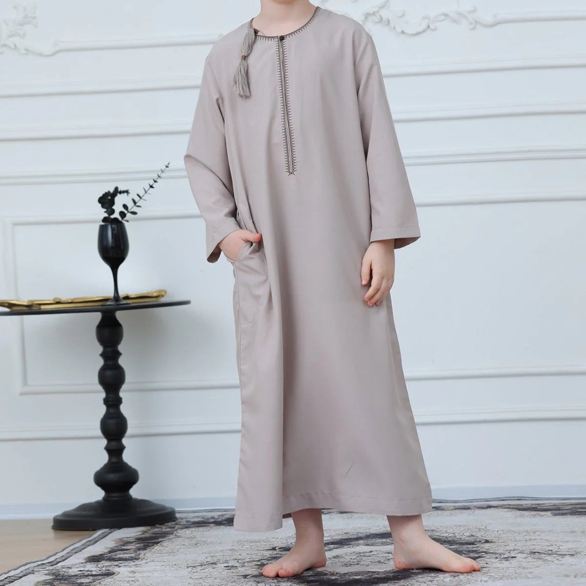Boys Embroidered Thobe with Tassel Detail(MKB016) - Image 16