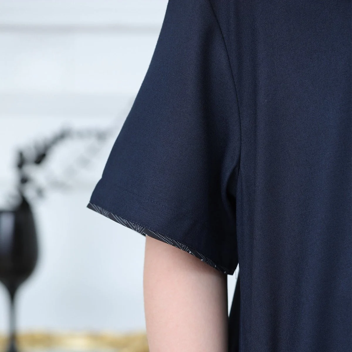 Boys Navy Short Sleeve Thobe with Chest Pocket (MKB022) - Image 10