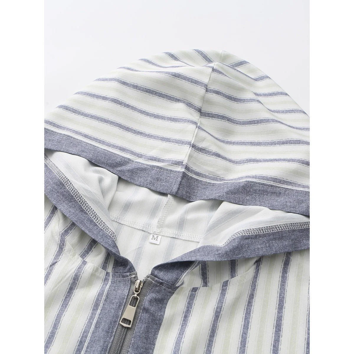 Breathable 3D Digital Print Striped Thobe Men's Loose Fit Short Sleeve Muslim Robe with V-Neck (MT033) - Image 6