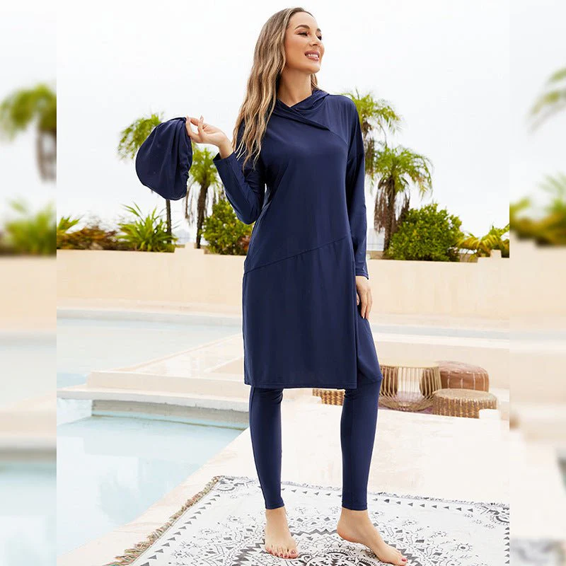 Burkini Muslim Swimsuits For Women With Long Sleeves, Full Cover Beachwear With Cap (MB020) - Image 2