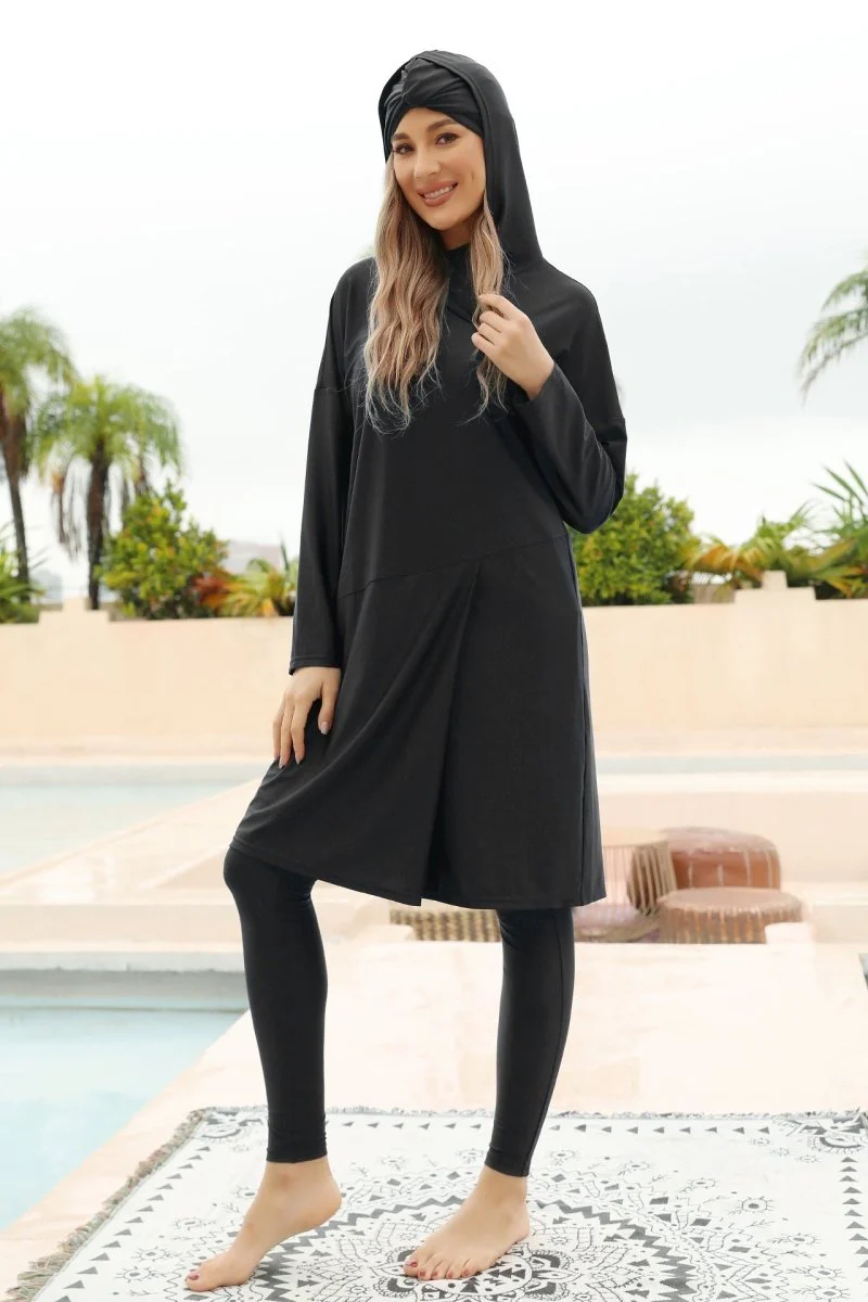 Burkini Muslim Swimsuits For Women With Long Sleeves, Full Cover Beachwear With Cap (MB020) - Image 6