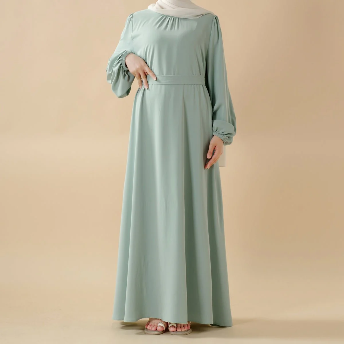 Candy Color Pleated Abaya | Must-have Essential Basic Dress (MA142) - Image 10