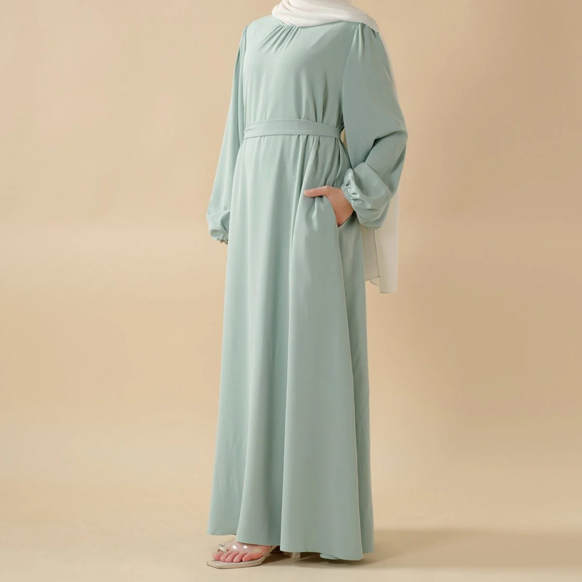 Candy Color Pleated Abaya | Must-have Essential Basic Dress (MA142) - Image 11