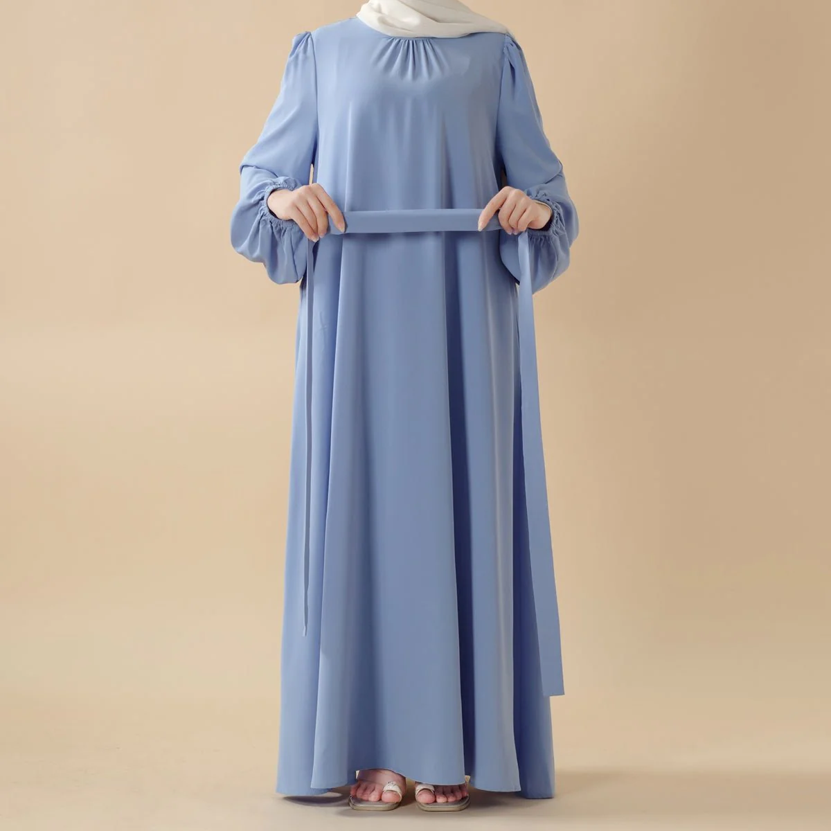 Candy Color Pleated Abaya | Must-have Essential Basic Dress (MA142) - Image 16