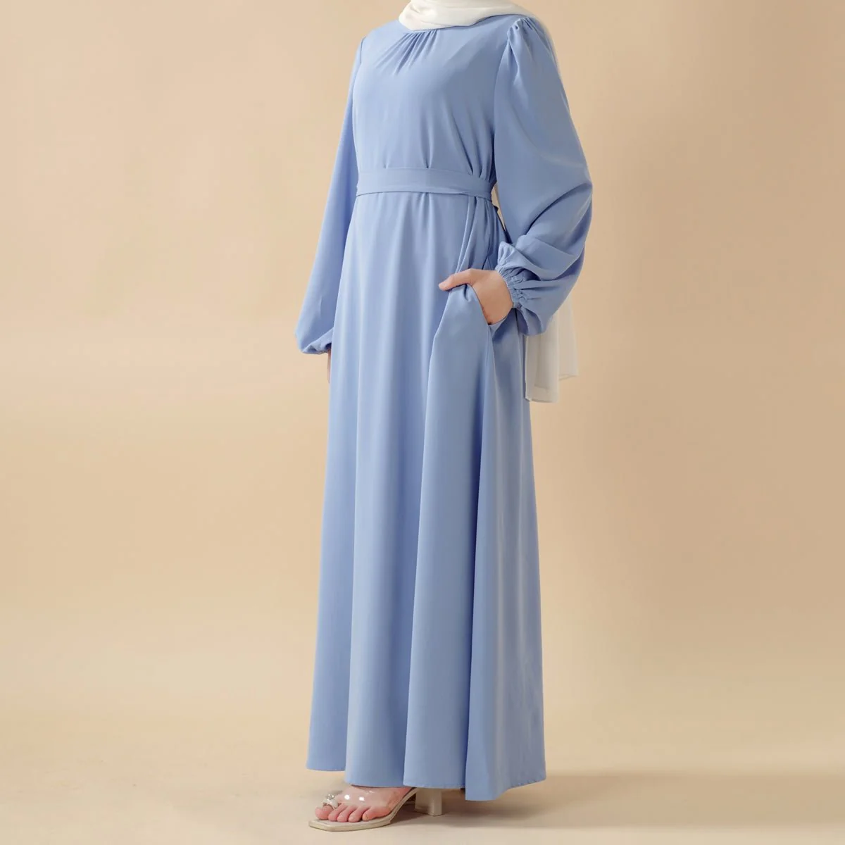 Candy Color Pleated Abaya | Must-have Essential Basic Dress (MA142) - Image 19