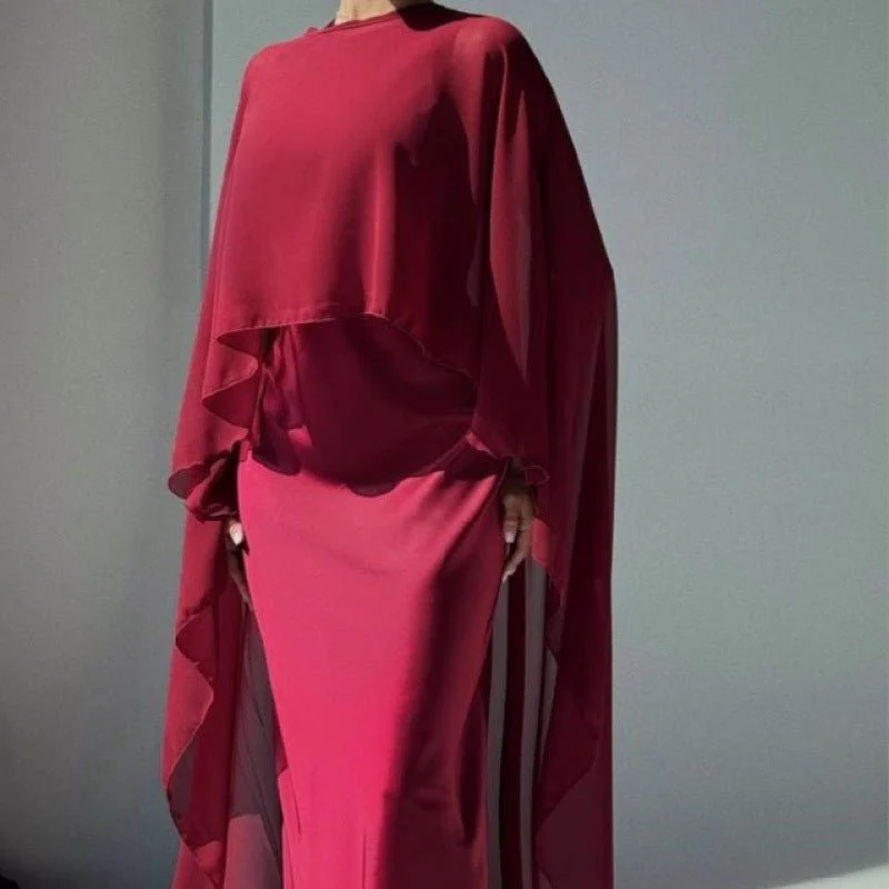 Cape Overlay Abaya Dress(MS320) - Image 8